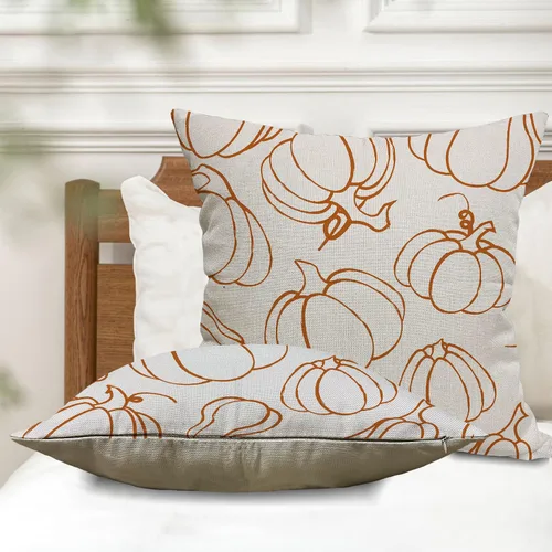 Vista 5 de Fundas de almohada de calabaza de otoño, color naranja, para Calabaza Naranja 1
