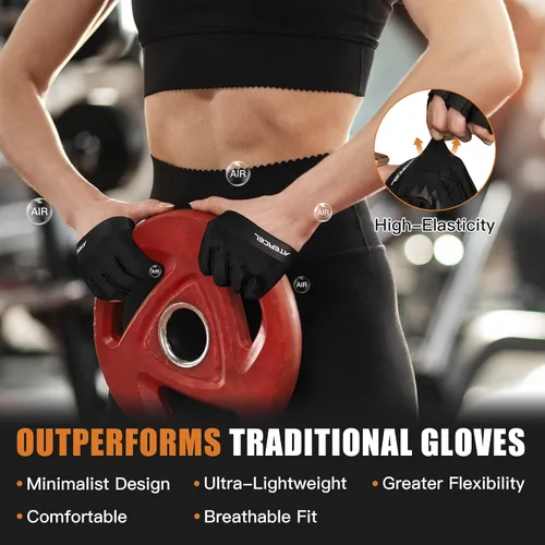Vista 3 de ATERCEL Guantes de entrenamiento de gimnasio para hombres y mujeres, guantes de levantamiento de pesas con protección completa de la palma y agarre