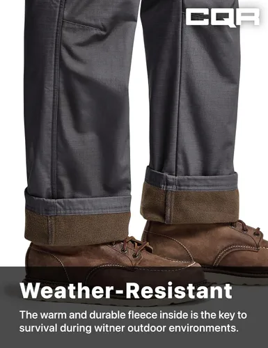 Vista 7 de CQR Pantalones tácticos de invierno para hombre, pantalones de trabajo térmicos para senderismo, pantalones cargo con forro polar para nieve y esquí