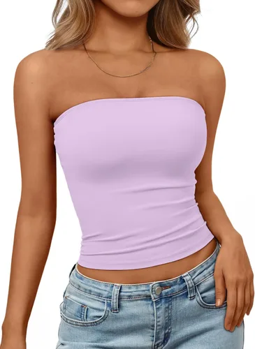 Vista 9 de Trendy Queen Top corto bandeau sin tirantes para mujer Blanco