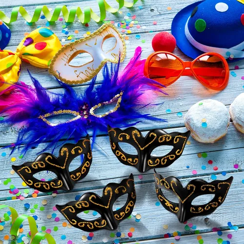 Vista 5 de Vinsot Mini máscaras para mascarada, máscara de Mardi Gras, decoración veneciana decorativa para cupcakes, decoración de carnaval