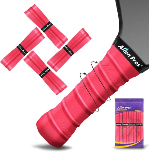 Vista 8 de ALIEN PROS Pickleball Overgrip (paquete de 4) con crestas para un mejor control de agarre, cinta de agarre de pickleball precortada y seca al tacto