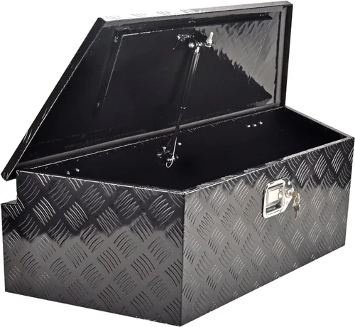 Vista 3 de suntonmoto Caja de herramientas de aluminio de 39 pulgadas de ancho con cerradura y llaves, organizador de almacenamiento impermeable para camión