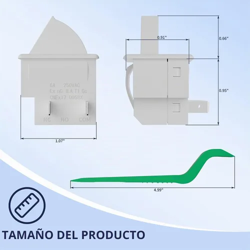 Vista 2 de RVMARINEPAT Interruptor de luz de puerta de refrigerador, 2 pines NC 6A 250 V CA, interruptor momentáneo para nevera con herramienta de barra