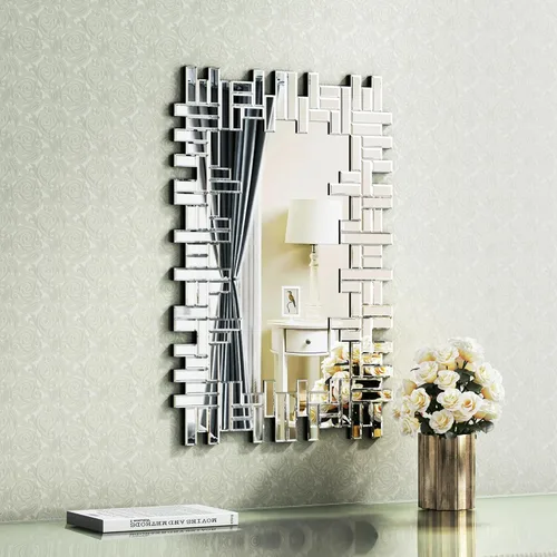 Vista 10 de KOHROS Espejo de pared veneciano decorativo de 40 x 28 pulgadas, rectangular, sin marco, con borde biselado, para entrada, baño, sala de estar