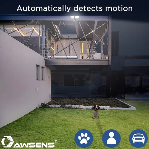 Vista 4 de Focos de seguridad LED de 30W con sensor de movimiento al aire libre, 180 grados, 2600 lm, 5100 K, resistente al agua ETL, foco detector
