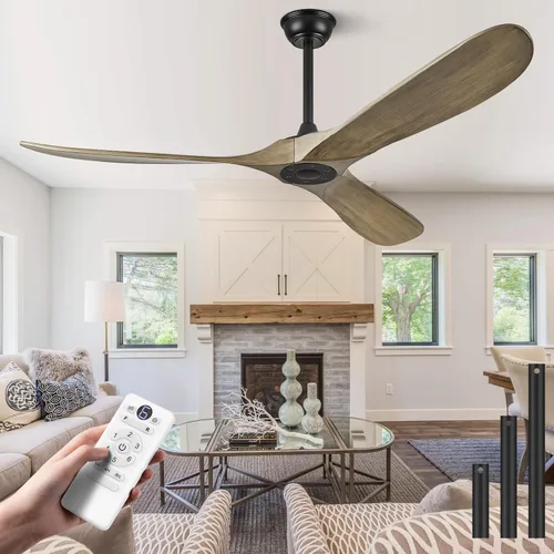 Vista 14 de Ventiladores de techo ABZ sin luces - Ventiladores de techo modernos de 52 pulgadas sin luces con control remoto, ventiladores de techo de 3 aspas