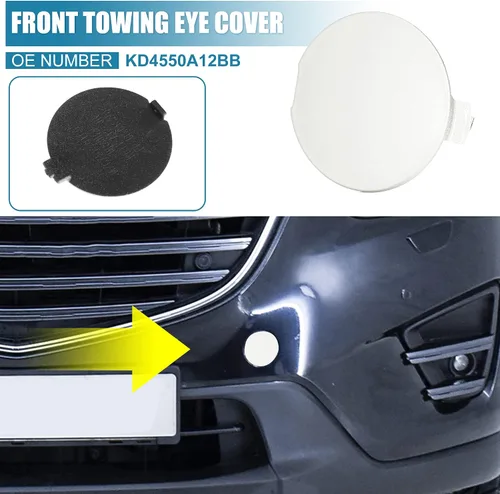 Vista 2 de X AUTOHAUX Cubierta de gancho de remolque de parachoques delantero para Mazda CX-5 2013 2014 2015 2016 KD4550A12BB Remolque Cap Blanco
