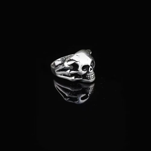 Vista 3 de Skull Handmade Sterling Silver Men, Fidget Ring Men, Gothic Biker Ring, Spinner Ring Men, Anniversary, Memorial