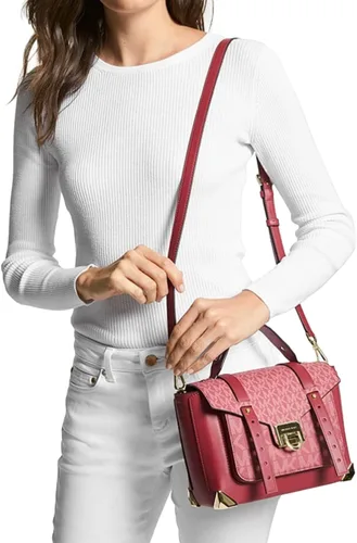Vista 5 de Michael Kors Berry Multi Manhattan - Bolso escolar de cuero con asa superior mediana Berry RedMulti