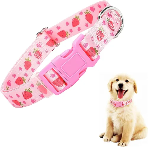 Vista 17 de Lindo collar de perro con patrones de flores verdes para perros machos y hembras, collares ajustables y cómodos para perros XS, pequeños, medianos