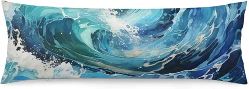 Vista 11 de Funda de almohada corporal abstracta de acuarela azul mar, fundas de almohada con cremallera, funda de almohada con cremallera de mármol abstracto