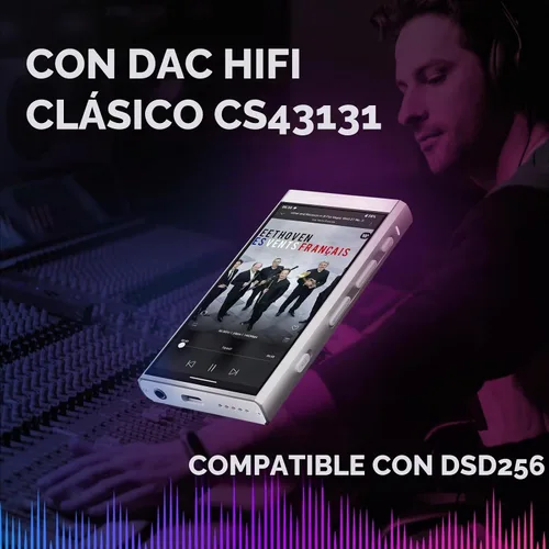 Vista 4 de HiBy Reproductor de MP3 digital M300 Android con Bluetooth y reproductor de transmisión WiFi Android 13 Snapdragon 665 HiFi Audio (PCM/DSD) Radio FM