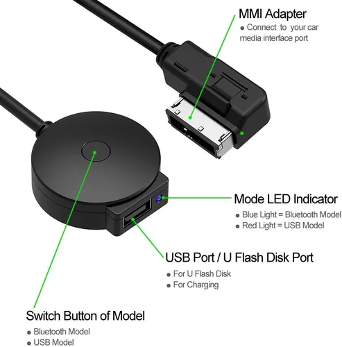 Vista 4 de Cable adaptador Bluetooth para Mercedes Benz Media Inerface MMI System Pair USB Android iPhone iPad iPod Touch Smartphone etc. Empareja USB