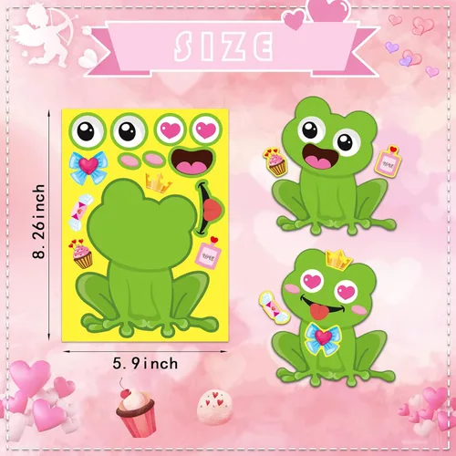 Vista 2 de Calcomanías para el día de San Valentín, haz tus propias calcomanías de San Valentín para niños 32 Sheets Valentine Craft 8 Designs of Animal