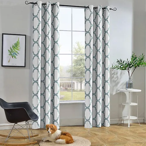 Vista 17 de Melodieux - Cortina opaca con aislamiento térmico y ojales, de estilo marroquí, 100 x 84 pulgadas, color gris (1 panel)
