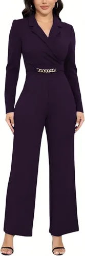 Vista 7 de DeftSharp Overol largo y elegante para mujer, sexy, para cóctel, fiesta, club, casual, para trabajo