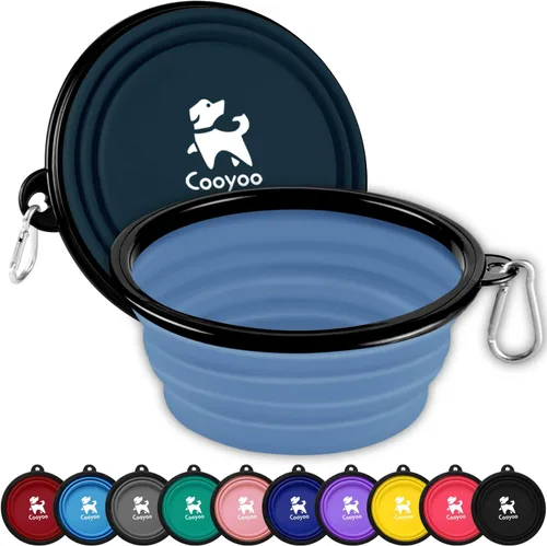 Vista 29 de COOYOO Cuenco plegable para perros, paquete de 2 cuencos plegables para agua para perros y gatos, plato portátil para alimentación de mascotas