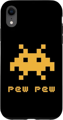 Vista 24 de iPhone 16 Alien Invaders Pew Space 8-bit Retro Video Game Gift Case