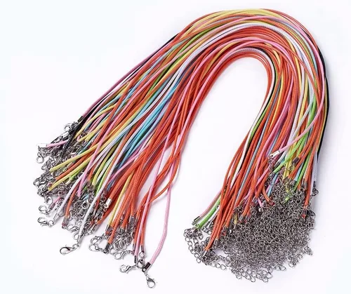 Vista 9 de 100 piezas de cordón encerado de 17 a 19 pulgadas, cuerda trenzada ajustable, para collares, colgantes para hacer joyas, cadenas con cierre de Azure