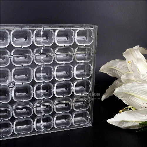 Vista 6 de 48 cavidades rectángulo cubo píldoras forma de policarbonato duro plástico chocolate molde caramelo hielo moldes Sugarcraft moldes DIY hornear