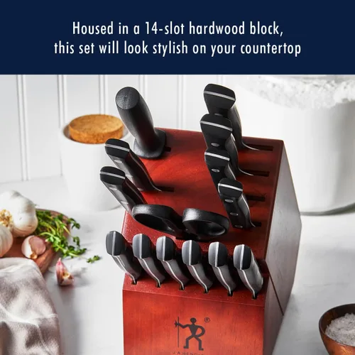 Vista 3 de HENCKELS Dynamic Razor-Sharp - Juego de cuchillos de 15 piezas, cuchillo de chef, cuchillo de pan, cuchillo de carne, diseño alemán informado por