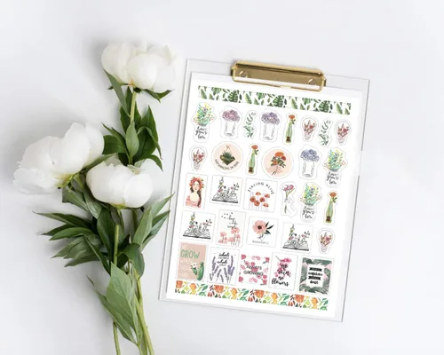 Vista 5 de Lamare Calcomanías decorativas para agenda de álbumes de recortes para mujeres, lindas y estéticas calcomanías de calendario para diario, uso