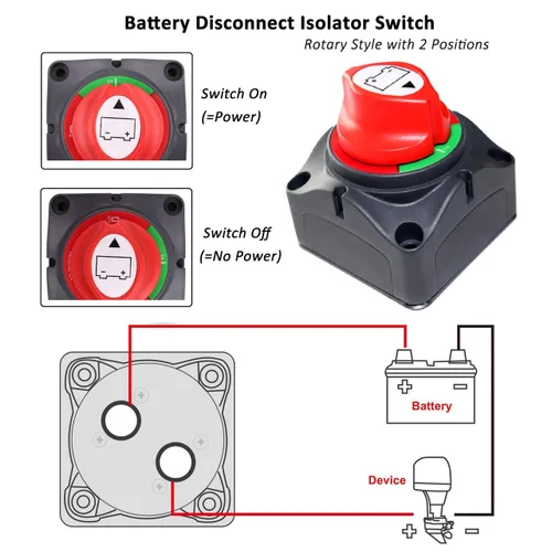 Vista 3 de Interruptor maestro de desconexión de batería, 12 V-48 V, impermeable, interruptor de apagado de encendido y apagado, 275 amperios de alta corriente