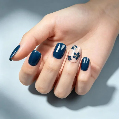 Vista 53 de Uñas postizas a presión medianas con diseño geométrico blanco almendra – 24 uñas postizas reutilizables de ABS brillante, fácil de aplicar, juego