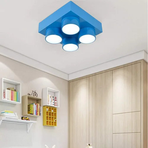 Vista 9 de LAKIQ Moderna lámpara de techo empotrada para habitación de los niños, acrílico, creativa, colorida, forma de juguete, habitación de los niños
