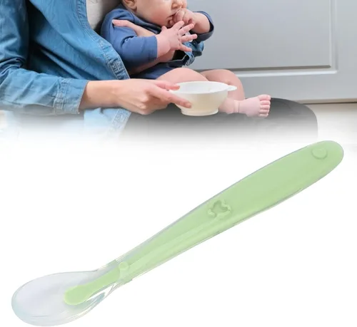 Vista 8 de Cuchara de alimentación para bebés, cuchara para bebé, silicona de alta elasticidad, diseño de envoltura completa, silicona de grado alimenticio