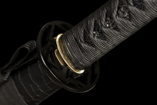 Vista 6 de Katana negra de 41 pulgadas, espada afilada samurái japonesa T10, hoja de acero de alto carbono afilada