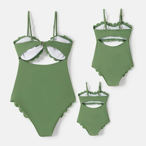 Vista 7 de IFFEI Mommy and Me - Trajes de baño de una pieza para mujer, con corte festoneado, monokini