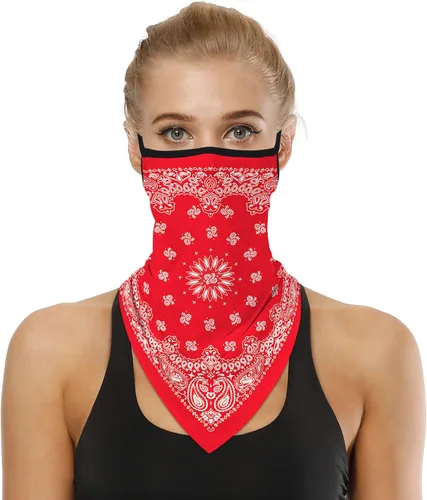 Vista 32 de YAYOUREL Polaina para el cuello, bandanas para hombres y mujeres, cubierta de bufanda para la cara con rayos UV, con agujero para las orejas