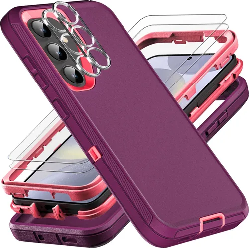 Vista 8 de YKHJKLEC Funda para Samsung Galaxy S24 Plus, grado militar 3 en 1, resistente a prueba de golpes, caídas y polvo, con 2 protectores de pantalla