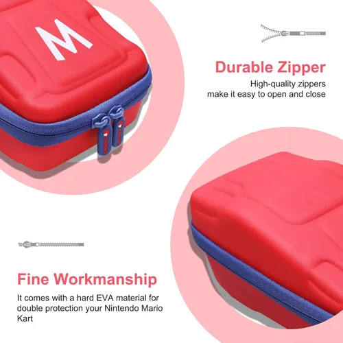 Vista 7 de XANAD EVA Hard Case for Mario Kart LiveNintendo Switch Mario Set Edition - Travel Protective Carrying Storage BagRed