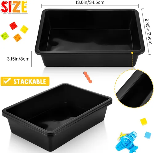 Vista 2 de Hoteam Bandeja organizadora de almacenamiento plana, bandeja de papel para aula, organizador de archivos apilable de plástico para escuela, oficina