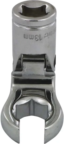 Vista 3 de Dynamic Tools D008760 3/8 "Drive Metric 0.394 in Flex Head con Crow Foot Flare Nut Socket, acabado cromado
