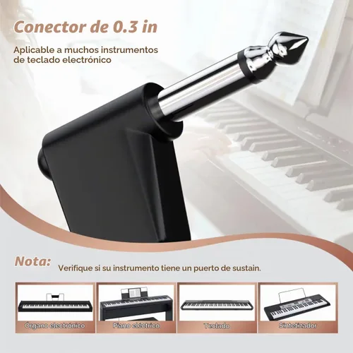 Vista 3 de Pedal de sostenido amortiguador universal para teclado de piano electrónico digital, Flanger (color negro carbón, FTB-004).