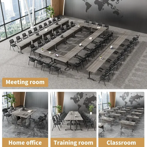 Vista 7 de Mesa de sala de conferencias, mesas de entrenamiento plegables, mesa de conferencias modular con ruedas, mesas de reuniones móviles apilables