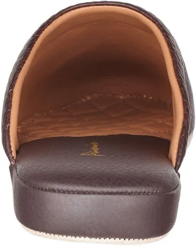 Vista 6 de PAMIR Pantuflas de casa de cuero texturizado prémium para hombre con espuma viscoelástica