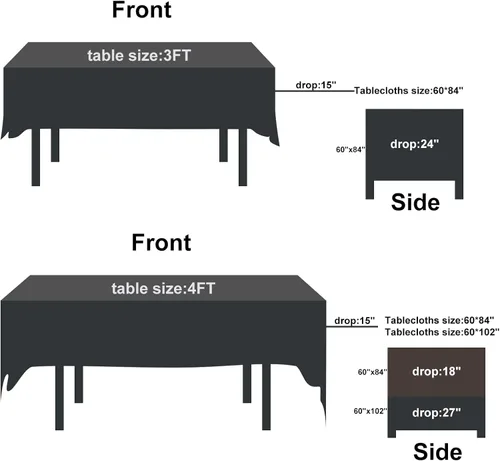 Vista 3 de Mantel rectangular de tela de poliéster lavable de 60 x 120 pulgadas, para decoración de bodas, fiestas, comedores, banquetes