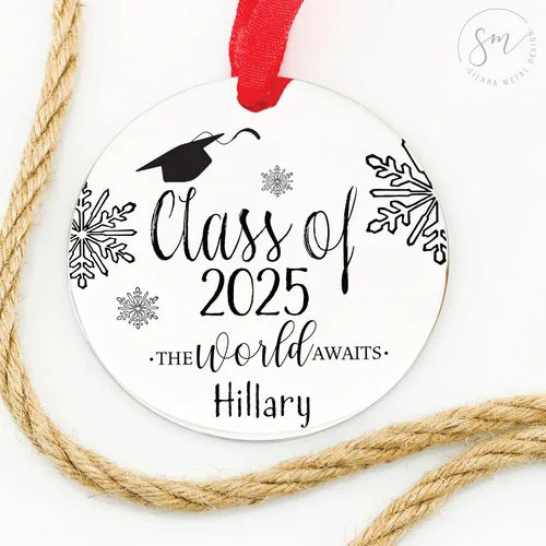 Vista 7 de Clase de 2026 - Adorno personalizado de Navidad de graduación 2026, adorno de Navidad, graduado, universidad, graduación, graduado de escuela