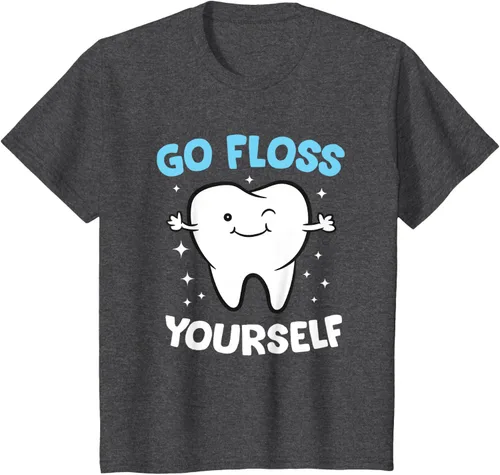 Vista 36 de Camiseta higienista dental, asistente dental, Go Floss Yourself dentista, Negro, S