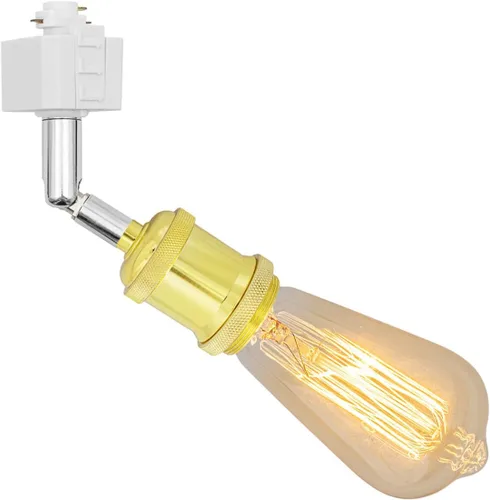 Vista 23 de Paquete de 1 unidad de diseño retro E26/E27 con base de título ajustable, ángulo de título rotado, sistema H, mini iluminación de cabeza de pista
