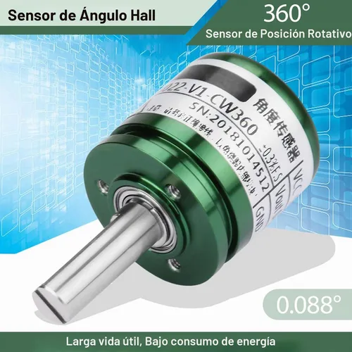 Vista 4 de Sensor de ángulo de pasillo, resolución de 0.088 ° Sensor de posición de efecto Hall giratorio de 360 °, salida de 0-5 V círculo completo 12 bits