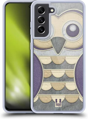 Vista 8 de Head Case Designs Blue Owl Patchwork Gel Case [Military Grade Protection] Compatible with Samsung Galaxy S21 FE 5G and Compatible with MagSafe