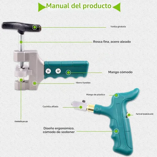 Vista 3 de Keadic Kit de herramientas para cortar azulejos de vidrio, alicates para romper vidrio, juego de herramientas manuales con cuchillas de acero aleado