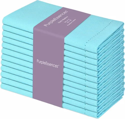 Vista 37 de PurpleEssences Juego de 6 servilletas de tela de vainica, 100% algodón, suaves, duraderas, lavables, ideales para bodas, Navidad, vacaciones