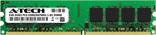 Vista 2 de A-Tech 1 GB DDR2 667 MHz UDIMM PC2-5300 CL5 1.8V DIMM Non-ECC Unbuffered Módulo de memoria RAM de escritorio